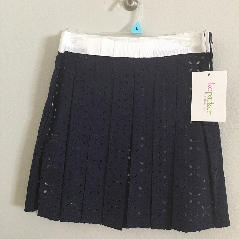 KC Parker by Hartstrings Girls Navy Blue Eyelet skirt